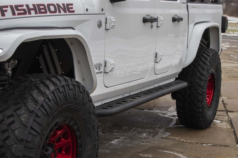 Jeep Gladiator JT Side Steps - Fishbone Offroad - Step Sliders - Black - `20-`27